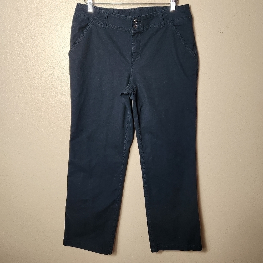 Columbia Womens Black Cotton Twill Mid Rise Straight Leg Pants-Size 12